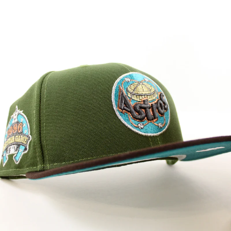 Houston Astros 1986 All Star Game New Era 59Fifty Fitted Hat (Rifle Green Burntwood Aqua Under Brim)