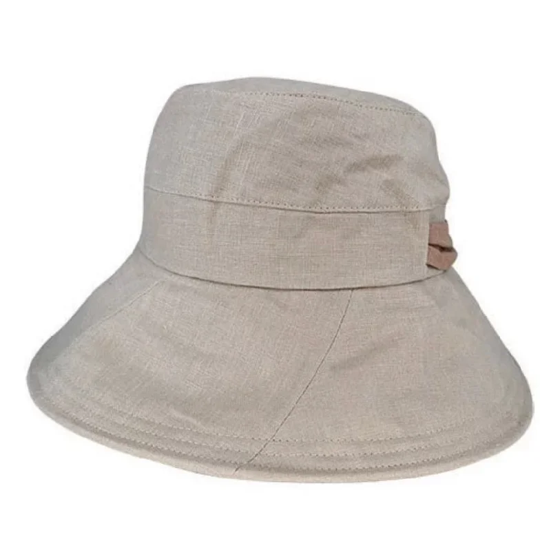 Kallista Hemp Bucket with tie Wide Brim - Natural