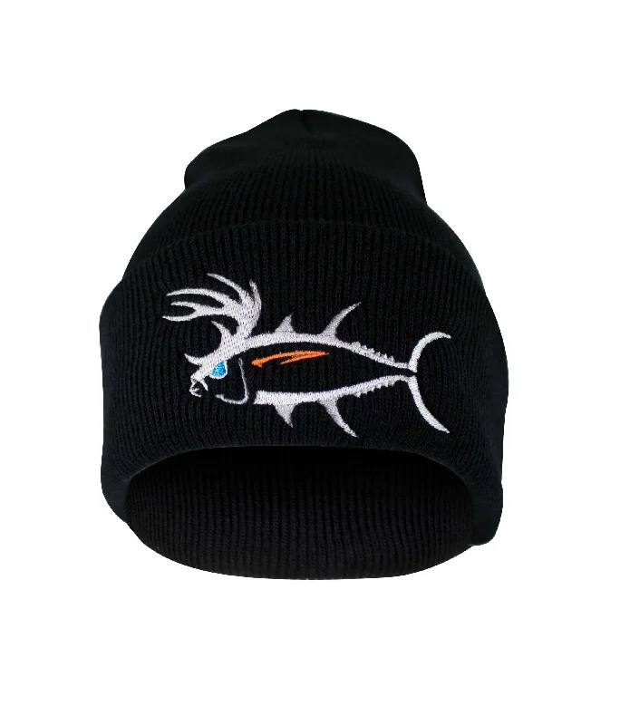 "Buck-Eye" Unisex Black Cuff Beanie