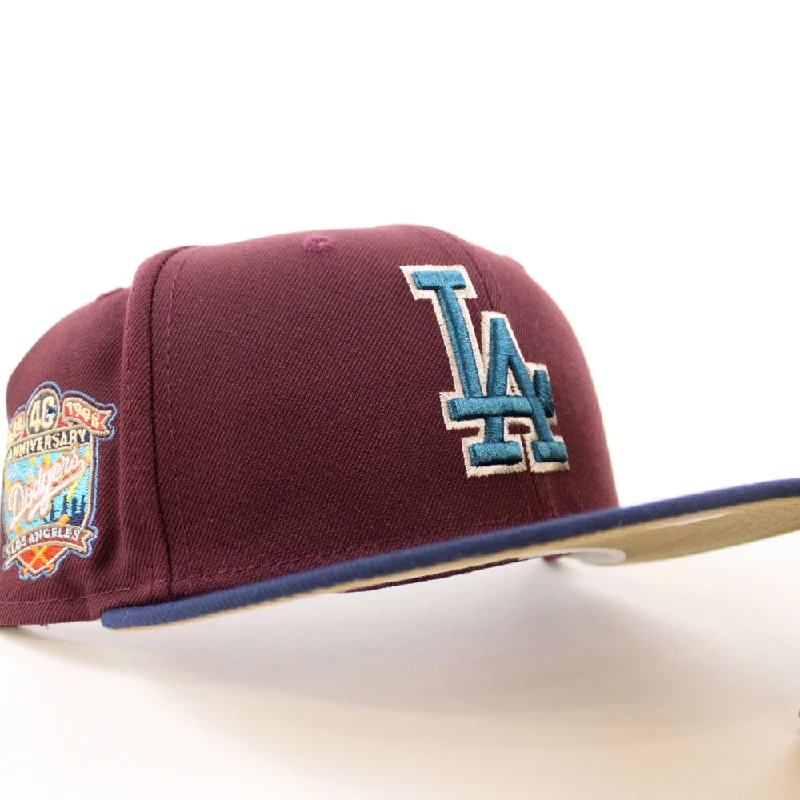 Los Angeles Dodgers 40th Anniversary New Era 59Fifty Fitted Hat (MAROON OCEANSIDE BLUE KHAKI Under Brim)