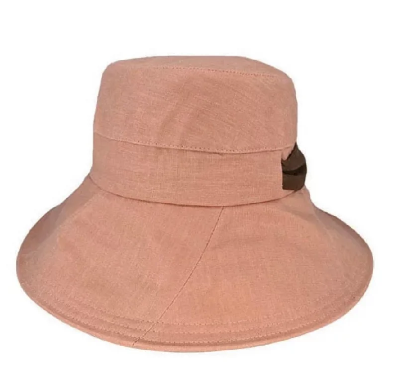 Kallista Hemp Bucket with tie wide Brim - Blush