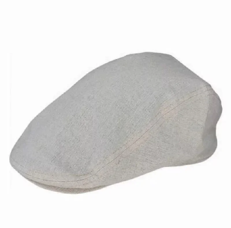 Linen Cotton Lined Flat Cap - Natural