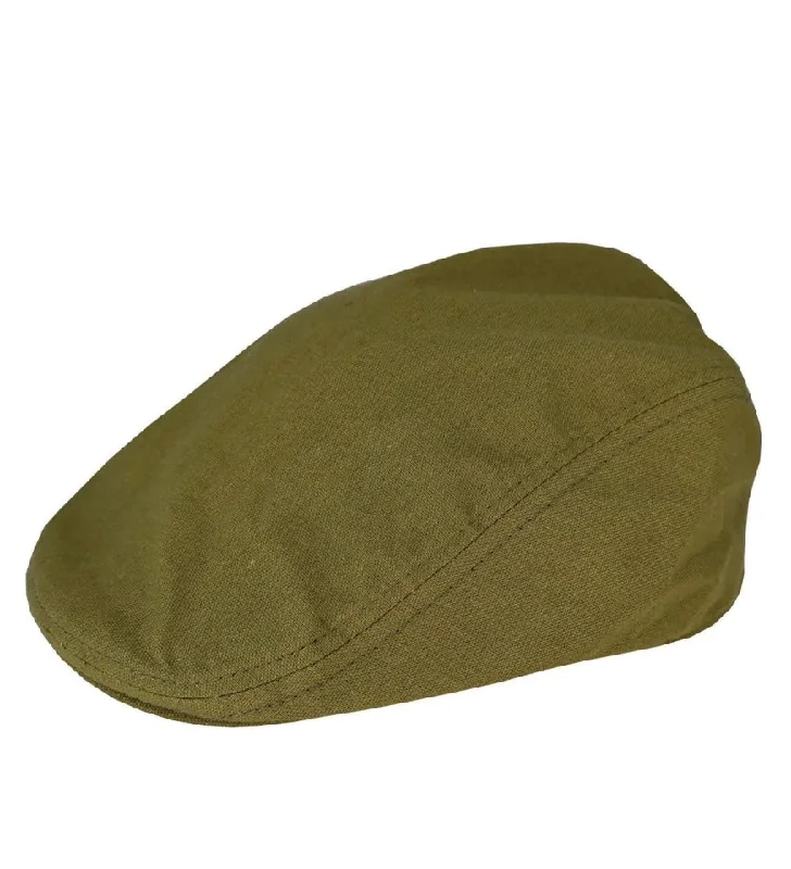 Linen Cotton Lined Flat Cap - Olive