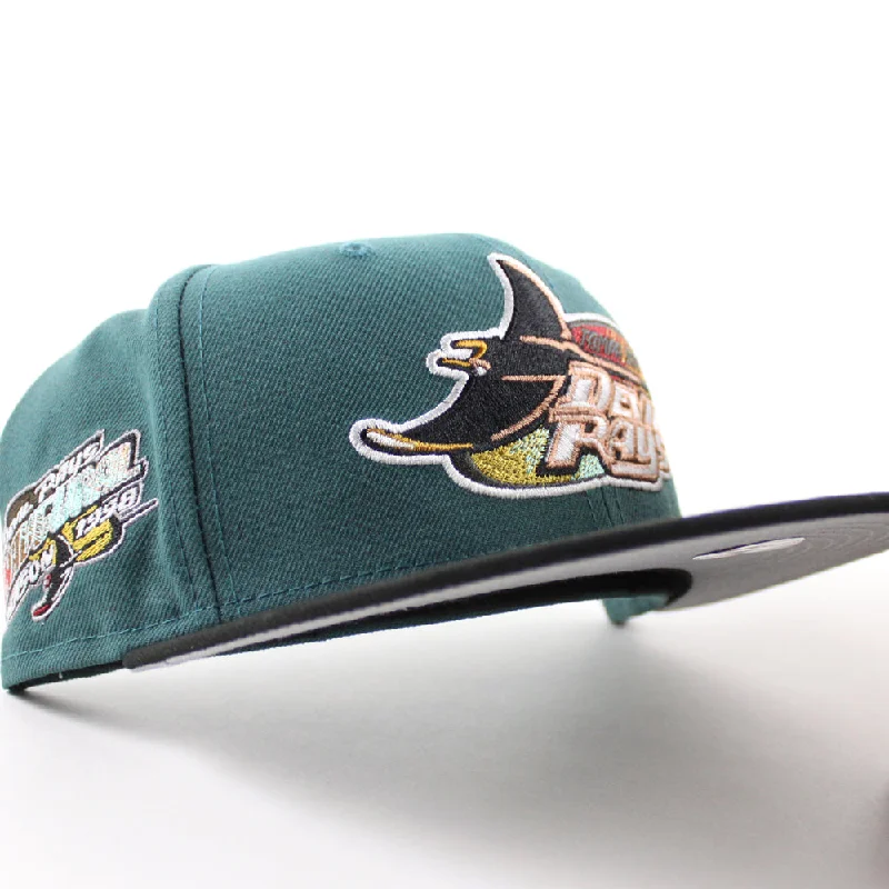 Tampa Bay Devil Rays 1998 Inaugural Season New Era 59Fifty Fitted Hat (Pine Green Black Gray UnderBrim)