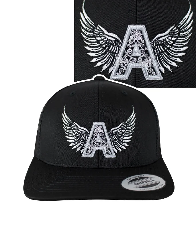 "Angel" Black Retro Trucker Hat