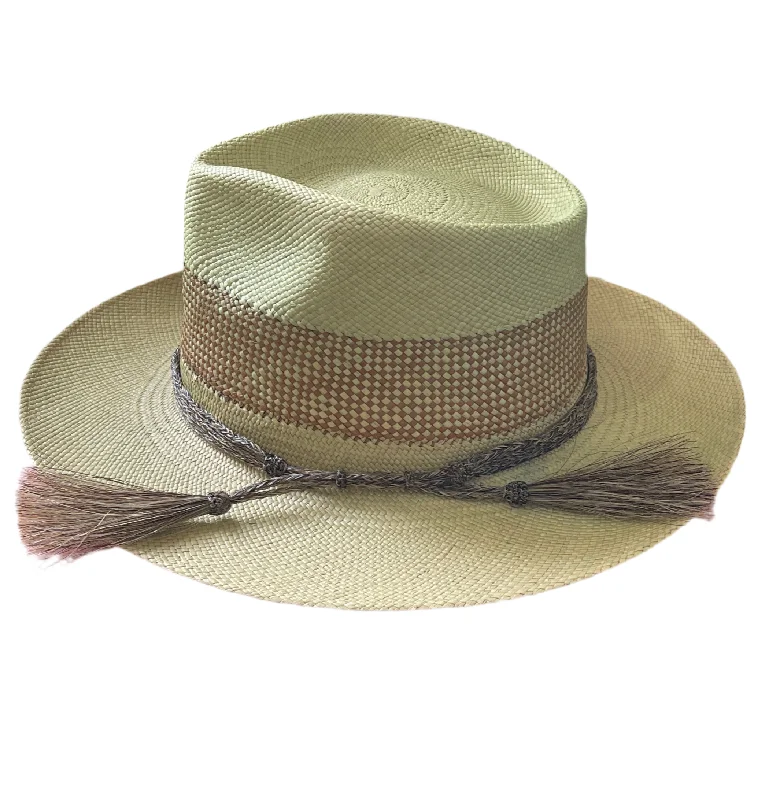 Teardrop Panama Fedora Cuenca #3 - Brim 8cms - 2 tone Grass Earth