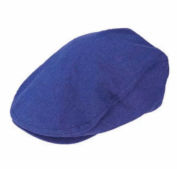 Linen Cotton Lined Flat Cap - Navy