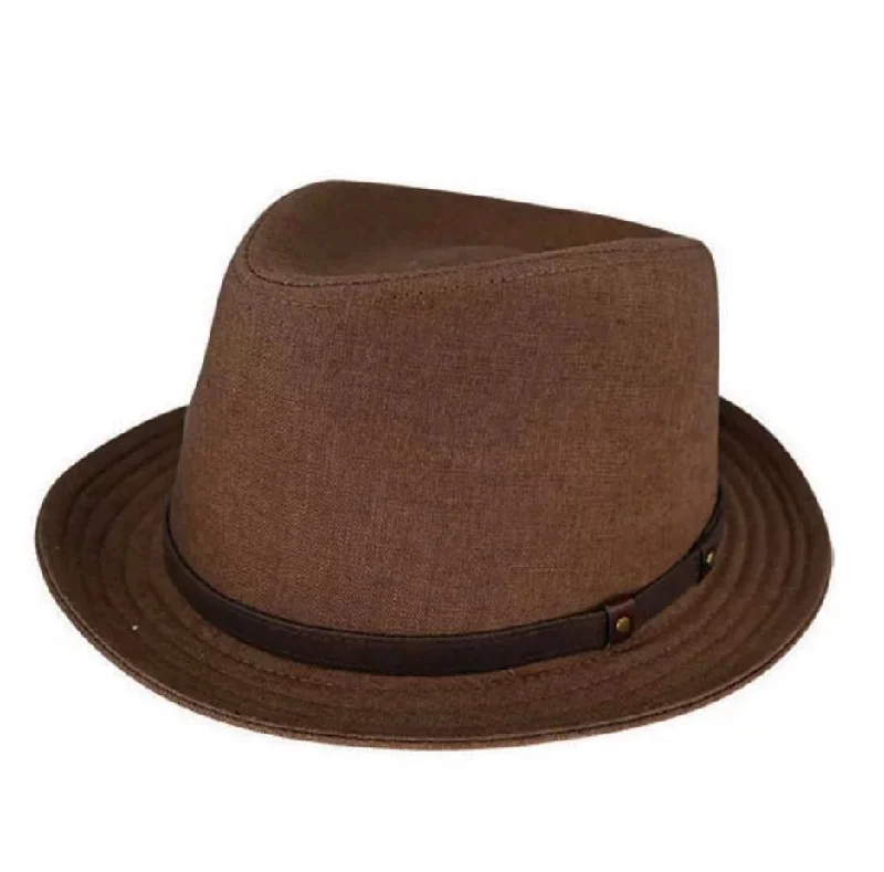 Linen Teardrop Trilby Brown