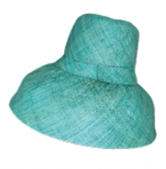 Madagascan Demi Capeline Woven Raffia - Turquoise