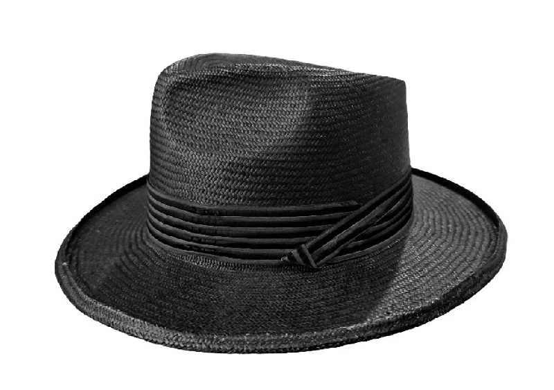 Teardrop Fedora with Turned Edge and Tailored Band - Black