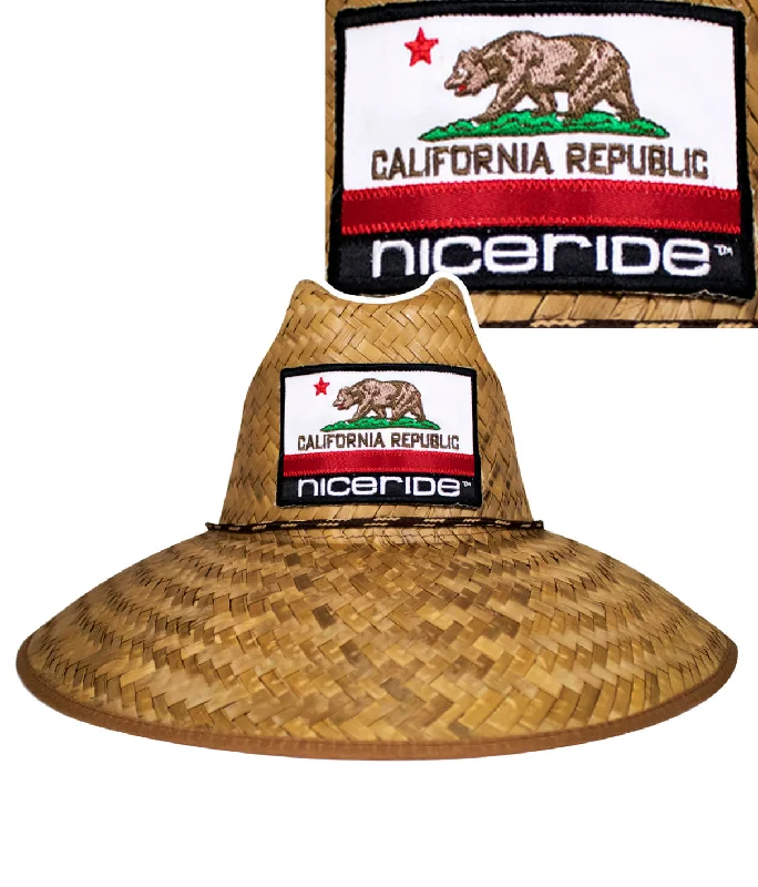 "CALIFORNIA FLAG" STRAW SUN HAT - UNISEX BEACH HAT