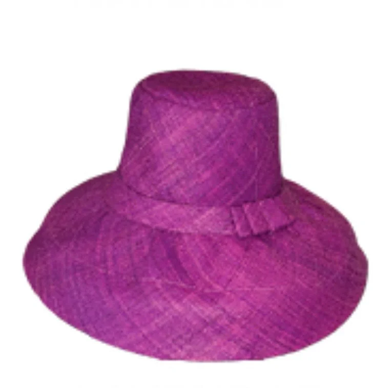 Madagascan Demi Capeline Woven Raffia - Lavender