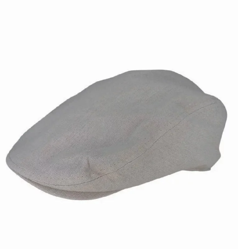 Linen Cotton Lined Flat Cap - Stone