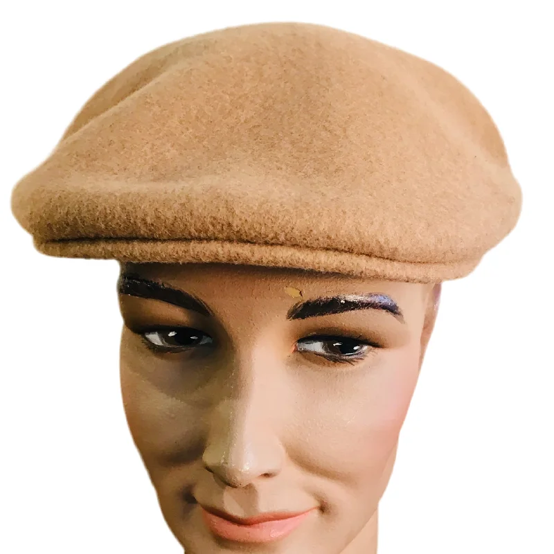 Luton Cheese Cutter Flat Cap Wool Felt - Camel - S/M and M/L