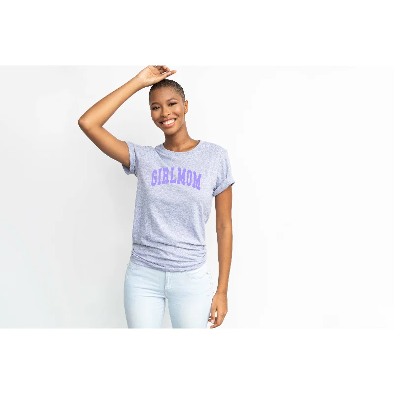 Girlmom Collegiate Lavender on Gray Tee