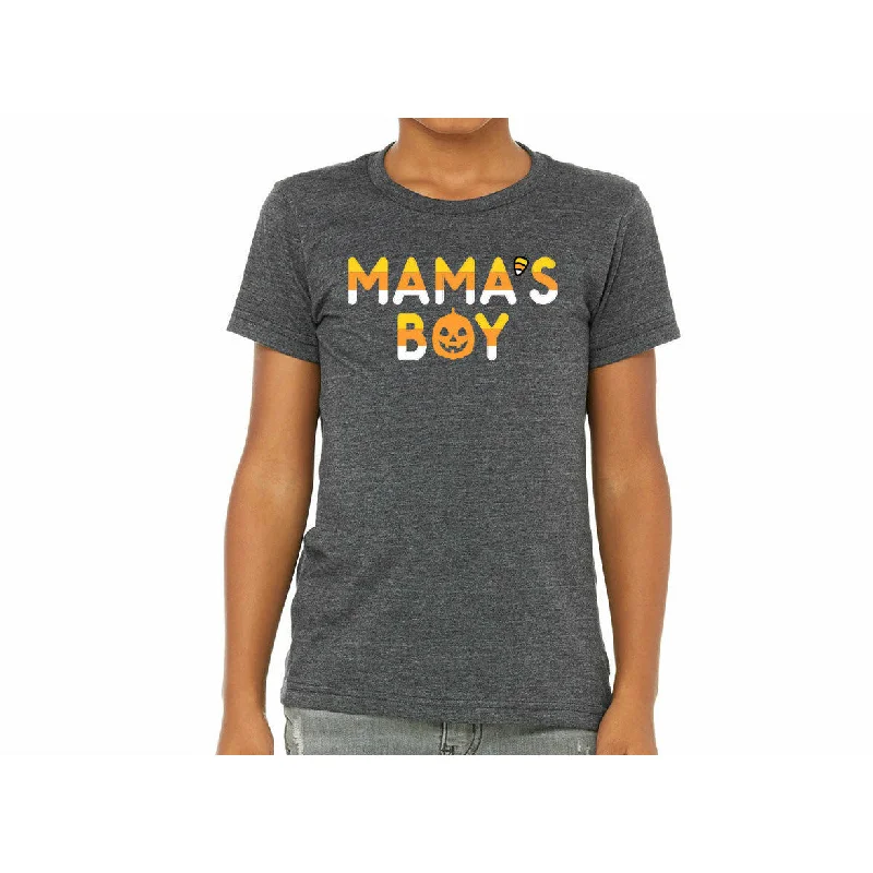 Candy Corn Mama's Boy Dk Grey Youth Tee