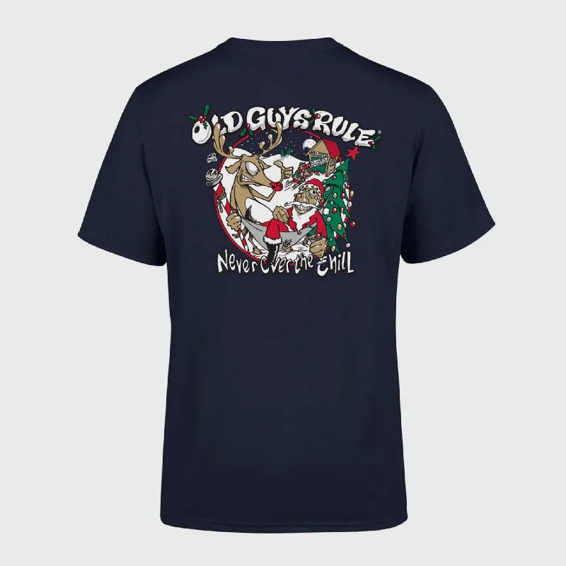 Old Guys Rule 'Never Over The (Xmas) Chill' T-Shirt - Navy