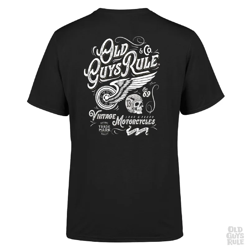 Old Guys Rule 'Vintage Motorcycles IV' T-Shirt - Black