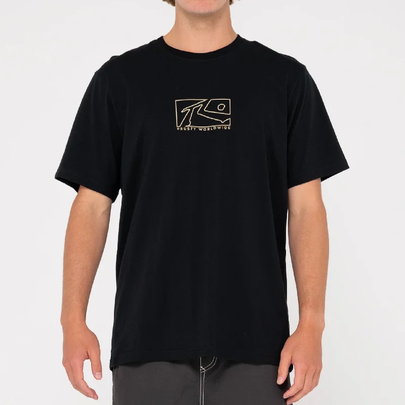 Rusty Mens Boxed Out Centre T-Shirt - Black