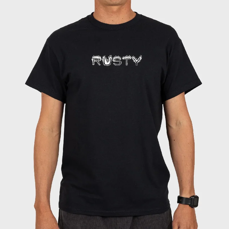 Rusty Mens Flame Til The End Short Sleeve T-Shirt - Black