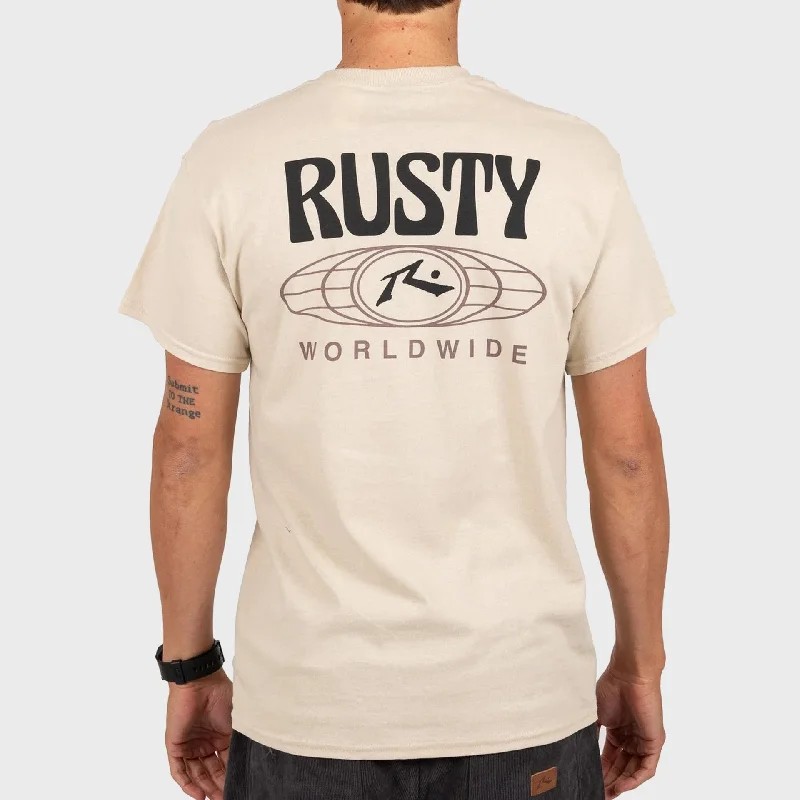 Rusty Mens Surf Worldwide Short Sleeve T-Shirt - Sand