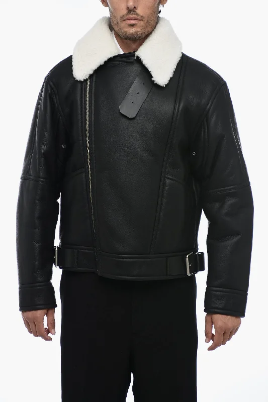 Ambush Leather Avietor Jacket with Shearling Detailing