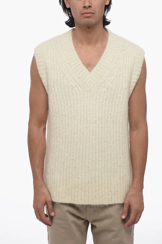 Ami Alexandre Mattiussi V-Neck Alpaca Blend Vest