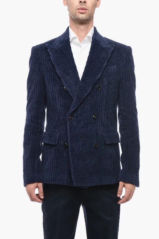 Amiri Corduroy Double Breaste Blazer with Flap Pocket