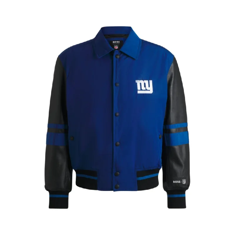 BOSS x NFL mixed-material jacket with faux-leather sleeves