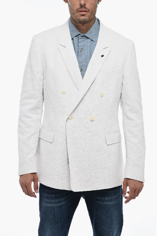 Corneliani CC COLLECTION Double Breasted Blazer with Peak Lapel