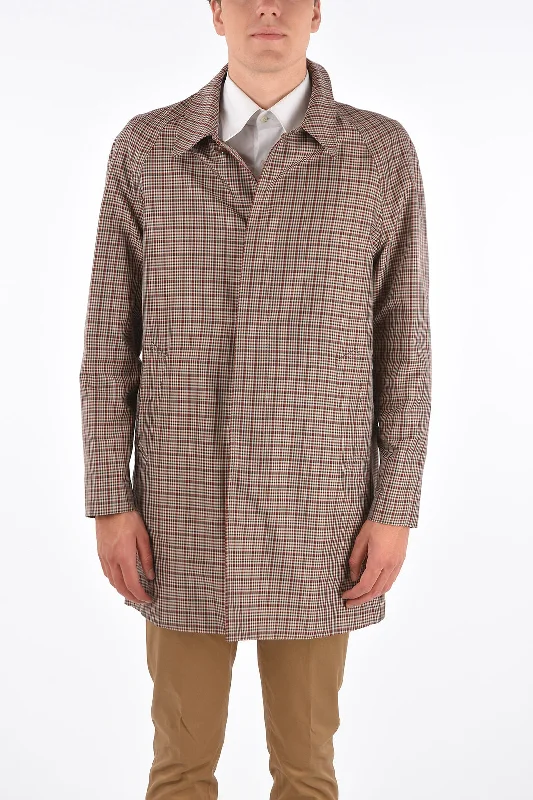 Corneliani Shephard's Check Hidden Closure Balmacaan Coat