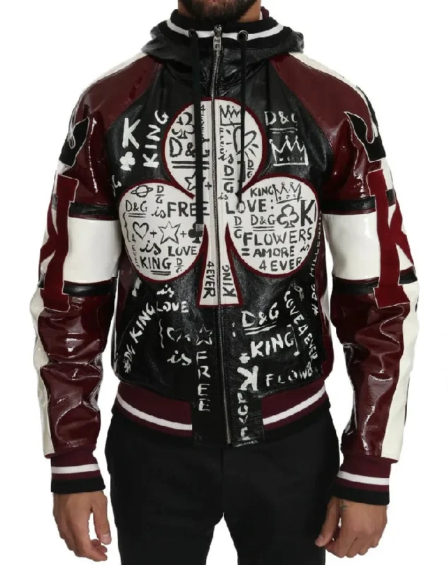 Dolce & Gabbana   Hooded Leather DG King of Love Men's Jacket