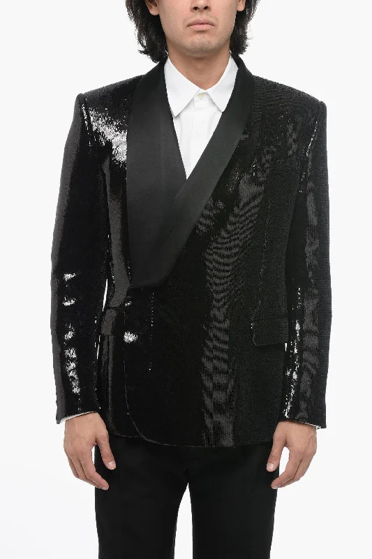 Dolce & Gabbana Sequined Double-breasted Blazer With Silk Lapel