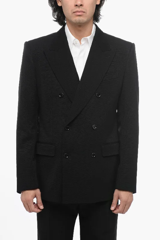 Dolce & Gabbana Wool Blend Double-Breasted Blazer With Peak lapel