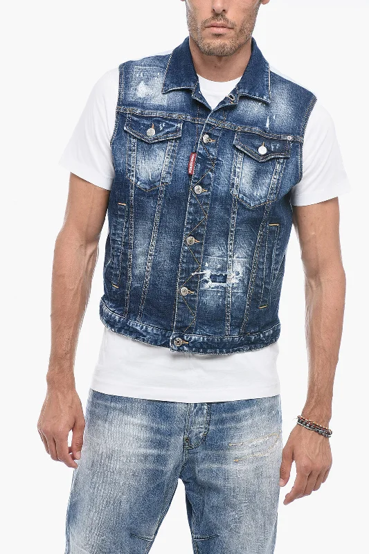 Dsquared2 Distressed Denim Vest