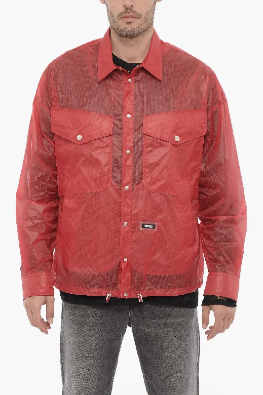 Dsquared2 Semi-sheer Windbreaker Jacket with Pointed Collar