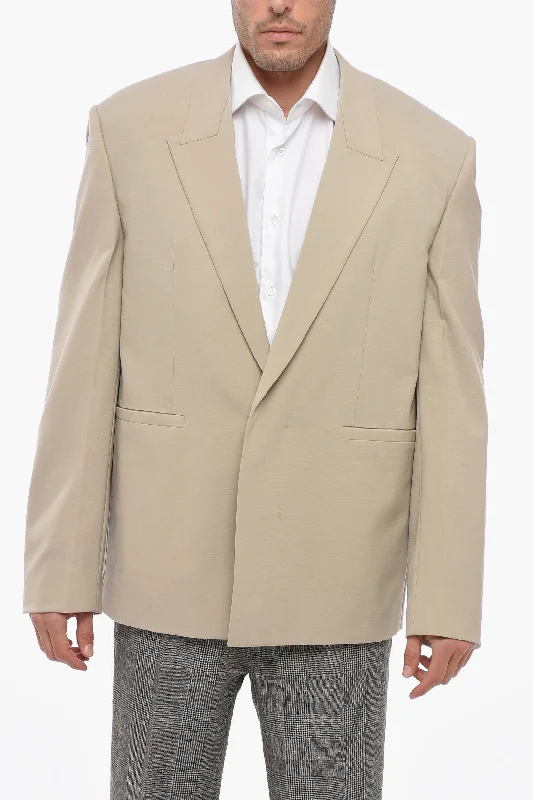 Givenchy Double-breasted Wool Blend Blazer with Hidden Button