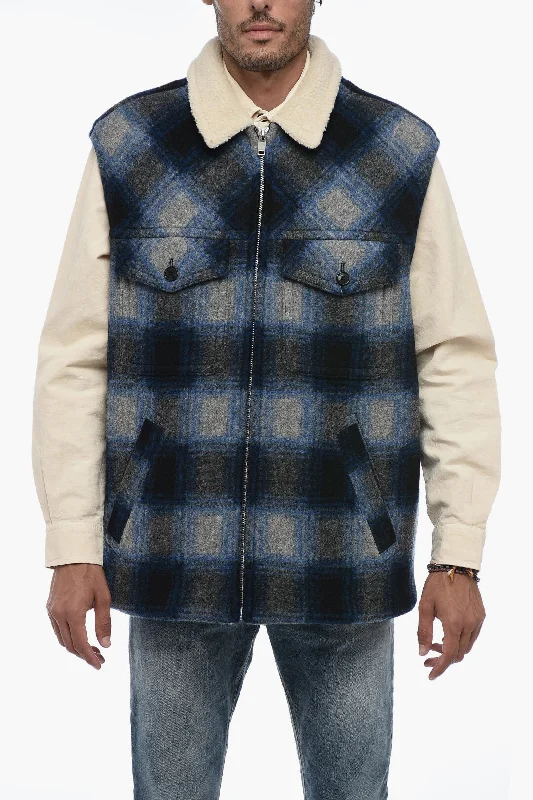 Isabel Marant Shearling Vest with Tartan Motif