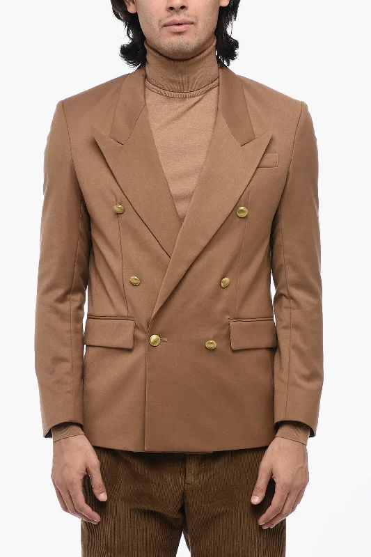 Marsem Twill Double Breasted Blazer with Golden Buttons