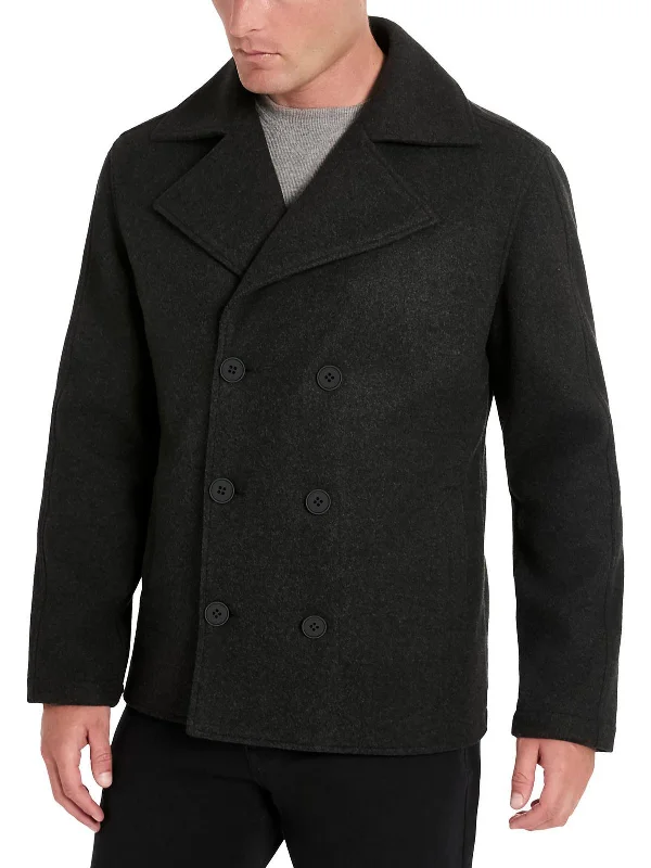 Mens 4-Way Stretch Vented Pea Coat