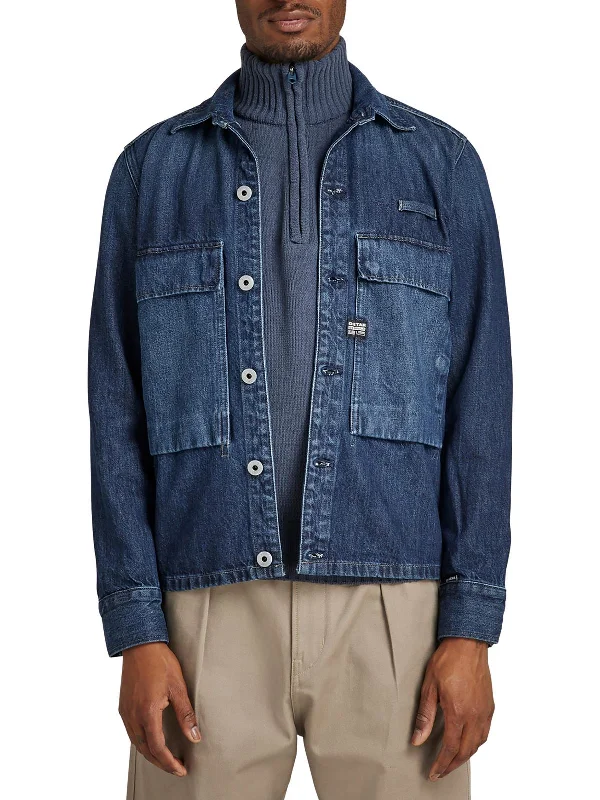 Mens Collar Straight Fit Denim Jacket