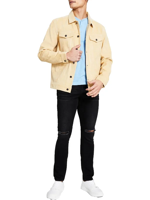 Mens Faux Suede Lightweight Trucker Jacket