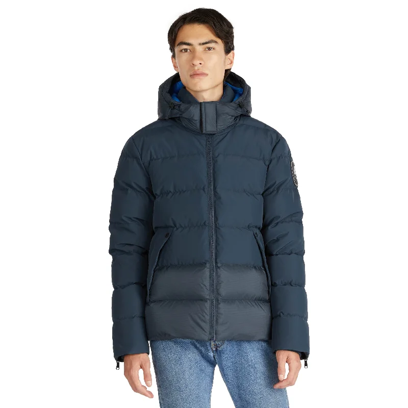 Pajar Men's Valby Mixed Media Puffer with Contrast Inner Collar and Hood