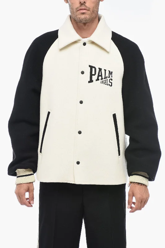 Palm Angels Virgin Wool UNIVERSITY Two-toned Coat