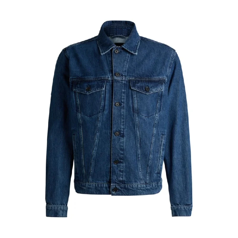 Regular-fit jacket in blue rigid denim