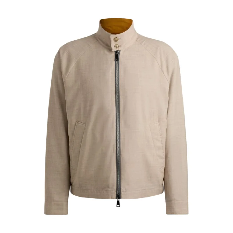 Reversible Harrington jacket in virgin wool and silk