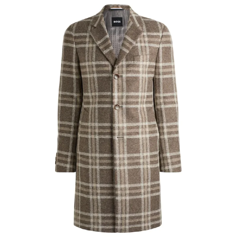 Slim-fit coat with all-over check