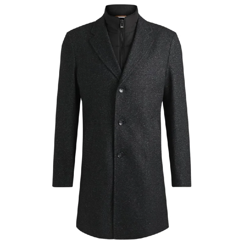 Slim-fit coat with detachable zip-up inner