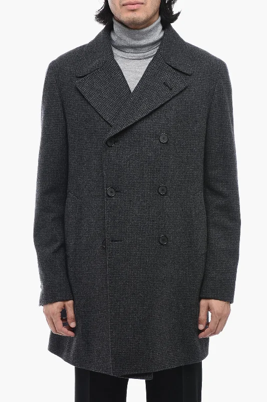 Tagliatore Flared Check Coat with Quilted Half-Lining