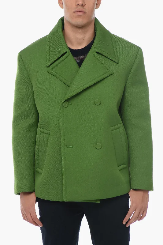 Valentino Box-Fit Wool Blend Double-breasted Peacoat